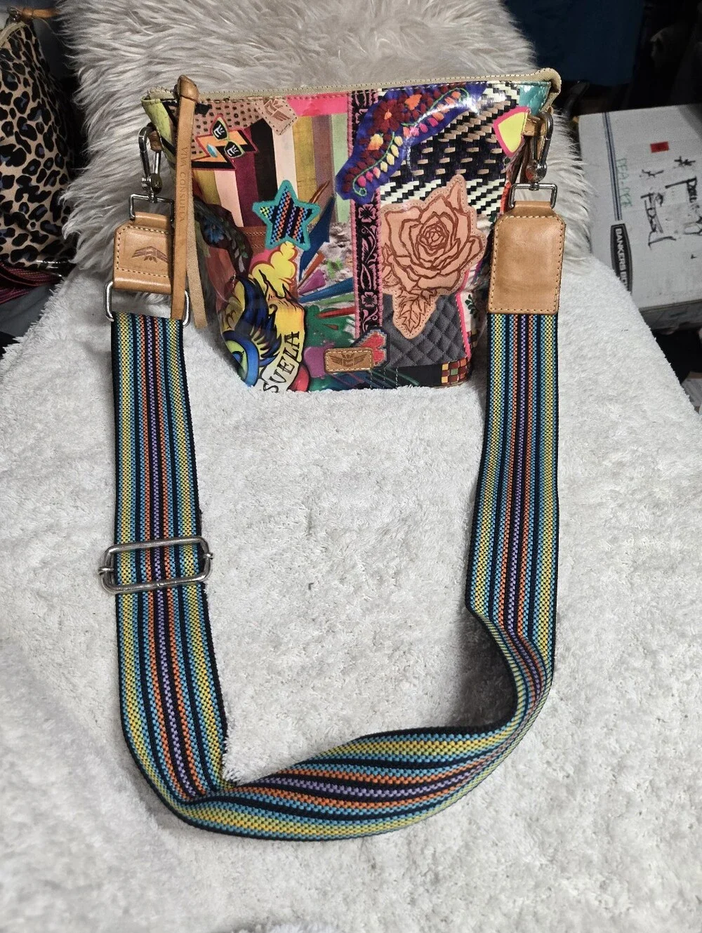 Consuela Patches Wedge Purse Long Crossbody